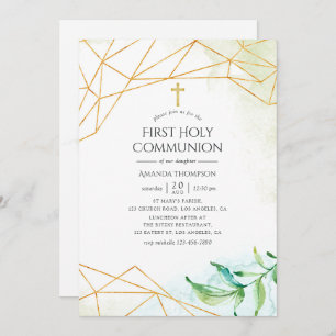 Invitation Aquarelle Géométrique Première sainte communion