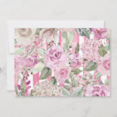 Invitation Aquarelle géométrique rose Vert floral Événement (Dos)