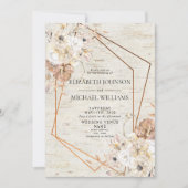 Invitation Aquarelle géométrique rousse Rustique Photo floral (Devant)