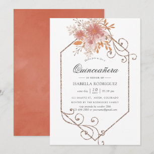 Invitation Aquarelle Géométrique Terracotta Quinceañera