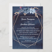 Invitation Aquarelle géométrique violet Mariage floral (Devant)