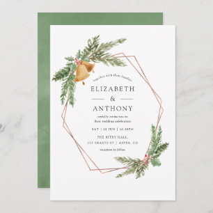 Invitation Aquarelle Geometry Holly Jolly Mariage de Noël