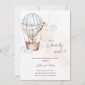 Invitation Aquarelle Giraffe dans le ballon d'air Révélation (Devant)