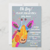 Invitation Aquarelle Giraffe Safari Jungle Baby shower mignon (Devant)