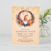 Invitation Aquarelle Gnome Automne Wreath Thanksgiving Dîner (Debout devant)