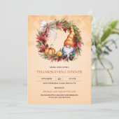 Invitation Aquarelle Gnome Automne Wreath Thanksgiving Dîner (Debout devant)