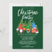 Invitation Aquarelle Gnomes Lumières Fête de Noël Vert (Devant)