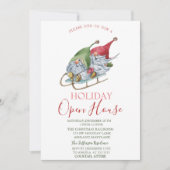Invitation Aquarelle Gnomes Sleigh Open House (Devant)