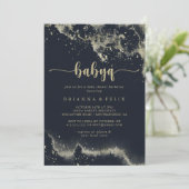 Invitation Aquarelle Gold Splash BabyQ Baby shower Barbecue (Debout devant)