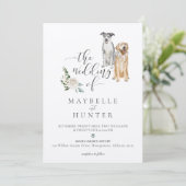 Invitation Aquarelle Golden Retriever & Catahoula Leopard (Debout devant)