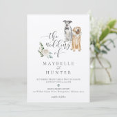 Invitation Aquarelle Golden Retriever & Catahoula Leopard (Debout devant)