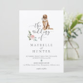 Invitation Aquarelle Golden Retriever, Cocker Spaniel Floral (Debout devant)