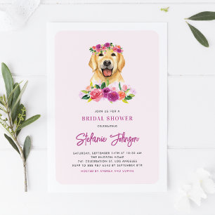 Invitation Aquarelle Golden Retriever Fête des mariées floral