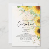 Invitation Aquarelle Golden Yellow Russe Tournesols (Devant)