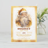 Invitation Aquarelle GoldenSantaClaus (Debout devant)