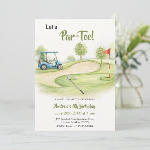Invitation Aquarelle Golf Par-Tee Anniversaire