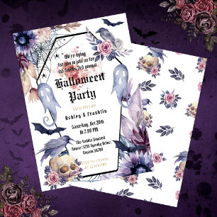 Invitation Aquarelle Gothique Adulte Halloween Party