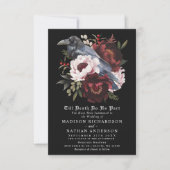 Invitation Aquarelle gothique romantique Corbeau Mariage flor (Devant)