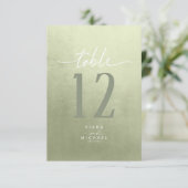 Invitation Aquarelle Gradient Numéro de tableau Sage Green ID (Debout devant)