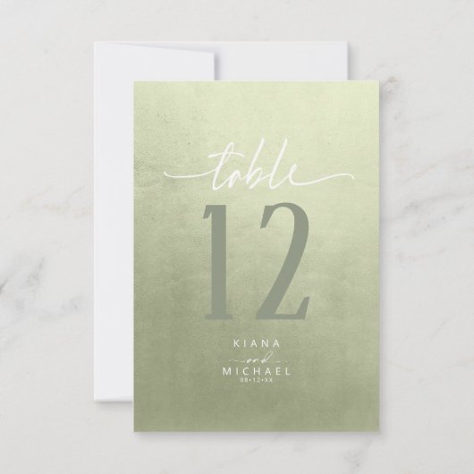 Invitation Aquarelle Gradient Numéro de tableau Sage Green ID (Dos)