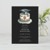 Invitation Aquarelle Graduation Cap & Cake Graduation Party (Debout devant)