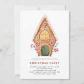 Invitation Aquarelle grand pain d'épices Maison Noël (Devant)