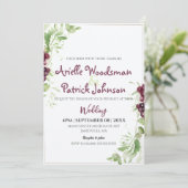 Invitation Aquarelle Grape Mariage peinture minimaliste (Debout devant)