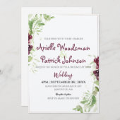 Invitation Aquarelle Grape Mariage peinture minimaliste (Devant / Derrière)