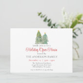 Invitation Aquarelle Green Christmas Tree Holiday Open House (Debout devant)