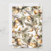 Invitation Aquarelle Green & Gold Christmas (Dos)