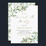 Invitation Aquarelle Greeney et Sweet sixteen de fleurs blanc<br><div class="desc">Invités Invitations à votre évènement avec cette invitation personnalisée à la fête d'anniversaire sweet sixteen. Il présente des bouquets d'aquarelle de verdure et des fleurs blanches assortis à un motif botanique. Personnalisez en ajoutant vos détails. Cette invitation verdoyante douce 16 est parfaite pour les fêtes d'anniversaire du printemps et de...</div>
