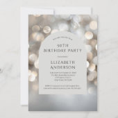 Invitation Aquarelle gris argent Bokeh Arch 50e anniversaire (Devant)