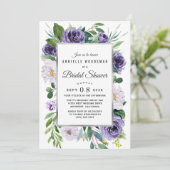 Invitation Aquarelle gris argenté violet Fête des mariées flo (Debout devant)