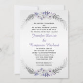 Invitation Aquarelle gris argenté violet Roses Mariages (Devant)