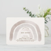 Invitation Aquarelle gris beige arc-en-ciel Baby shower (Debout devant)