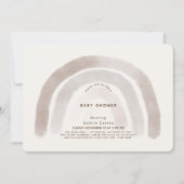 Invitation Aquarelle gris beige arc-en-ciel Baby shower (Devant)