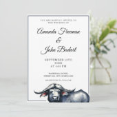 Invitation Aquarelle Gris et Buffalo noir Mariage occidental (Debout devant)