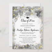 Invitation Aquarelle gris Gold Splatter Graduation Party (Devant)