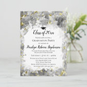Invitation Aquarelle gris Gold Splatter Graduation Party (Debout devant)