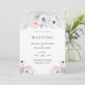 Invitation Aquarelle Gris Lilac Blush FlorMariage (Debout devant)