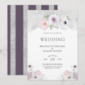 Invitation Aquarelle Gris Lilac Blush FlorMariage (Devant / Derrière)