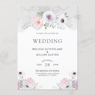 Invitation Aquarelle Gris Lilac Blush FlorMariage