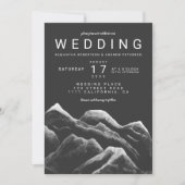 Invitation Aquarelle gris noir blanc montagnes mariage (Devant)