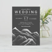 Invitation Aquarelle gris noir blanc montagnes mariage (Debout devant)