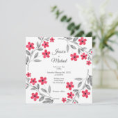 Invitation Aquarelle gris rouge Fleur Wreath (Debout devant)