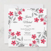 Invitation Aquarelle gris rouge Fleur Wreath (Devant)