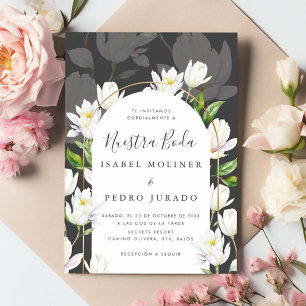 Invitation Aquarelle grise Botanique Nuestra Boda Mariage