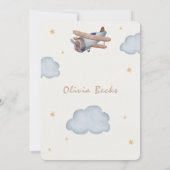 Invitation Aquarelle Grise Et Beige Baby shower (Dos)