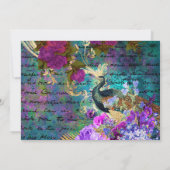 Invitation Aquarelle Grunge Peacock et Fleurs Anniversaire (Dos)