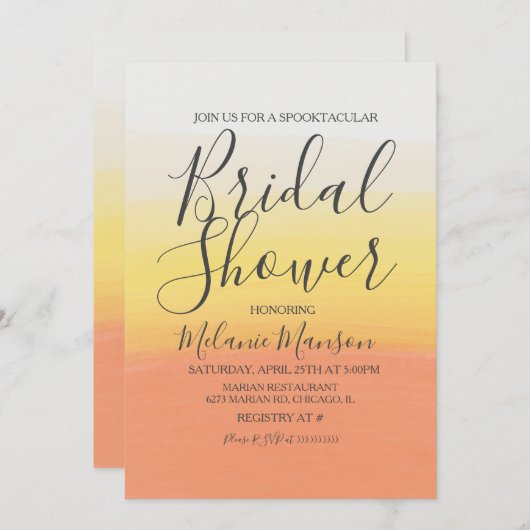 Invitation Aquarelle Halloween Candy Corn Fête des mariées (Devant / Derrière)